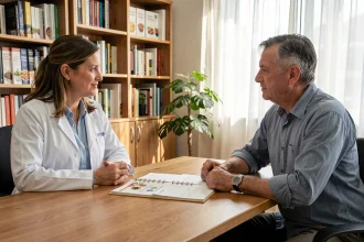 Diététicienne en consultation avec un patient pour la prévention du diabète de type 2